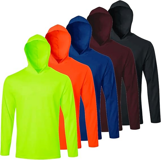 5 Pack Men’s Performance Long Sleeve T-Shirts with Hood
