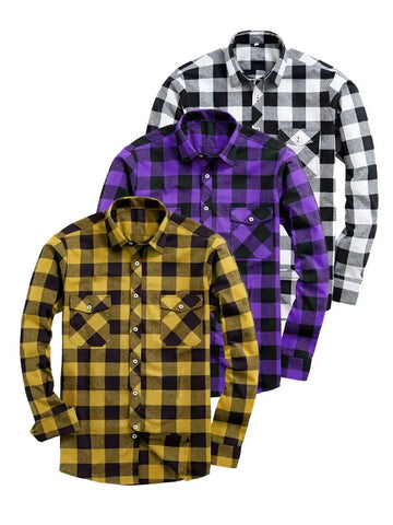 3 Pack Men's Plaid Shirts With Pocket