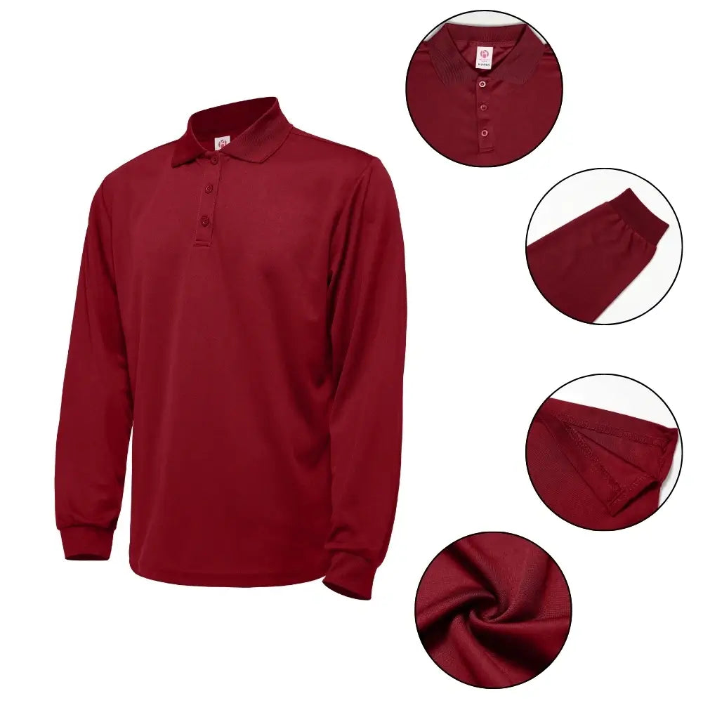 3 Pack Men's Long Sleeve Quick Dry Polo Shirts