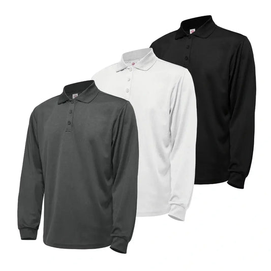 3 Pack Men's Long Sleeve Quick Dry Polo Shirts 1001