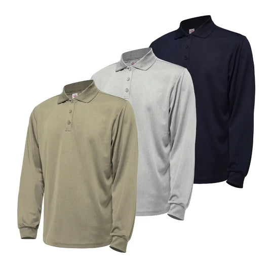 3 Pack Men's Long Sleeve Quick Dry Polo Shirts 1001