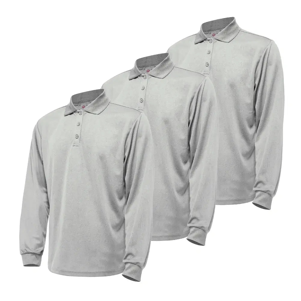 3 Pack Men's Long Sleeve Quick Dry Polo Shirts