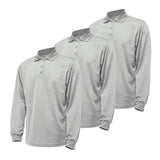 3 Pack Men's Long Sleeve Quick Dry Polo Shirts