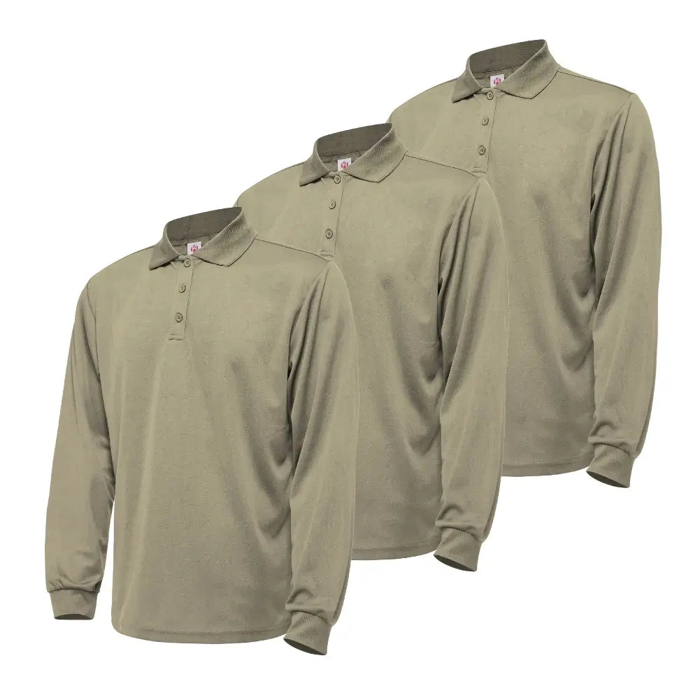 3 Pack Men's Long Sleeve Quick Dry Polo Shirts