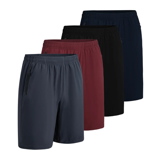 4 Pack Men's Elastic Waist Shorts with Pockets 1001