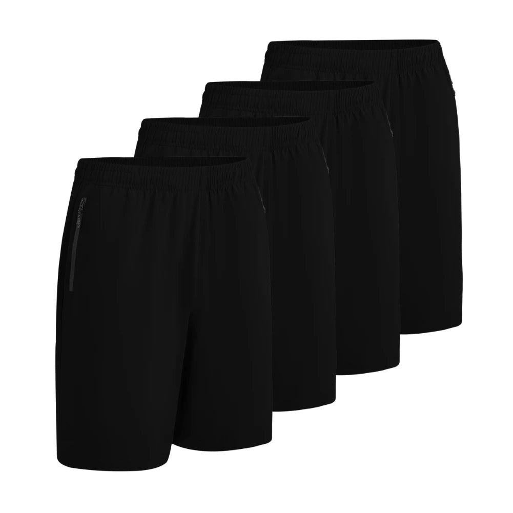 4 Pack Men's Elastic Waist Shorts with Pockets