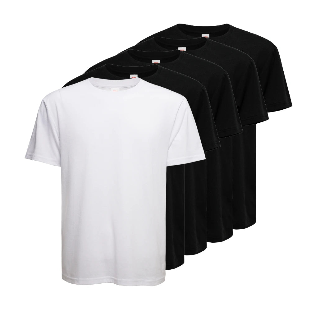 5 Pack Men's 100% Cotton T-Shirts