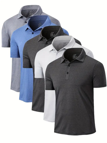 5 Pack Mens Quick Dry Golf Shirts