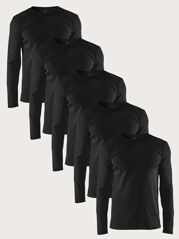 5 Pcs Plus Size Men's Long Sleeve Shirts