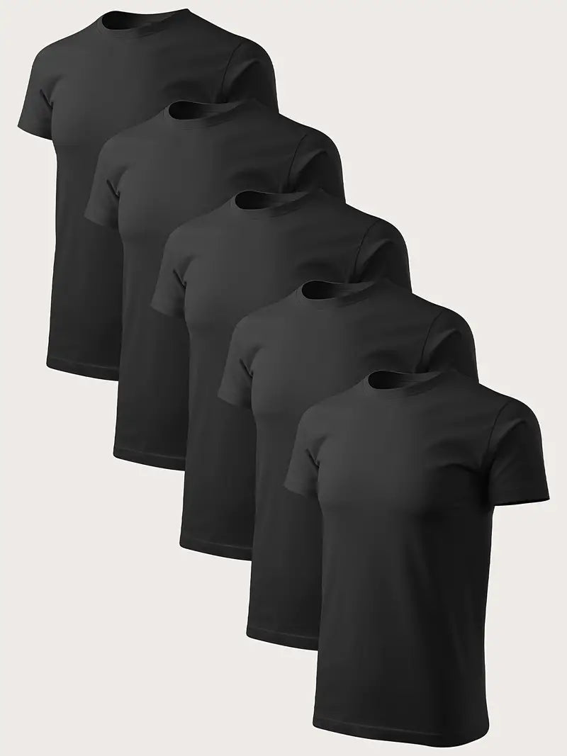 5 Pcs Plus Size Men's Short Sleeve Shirts