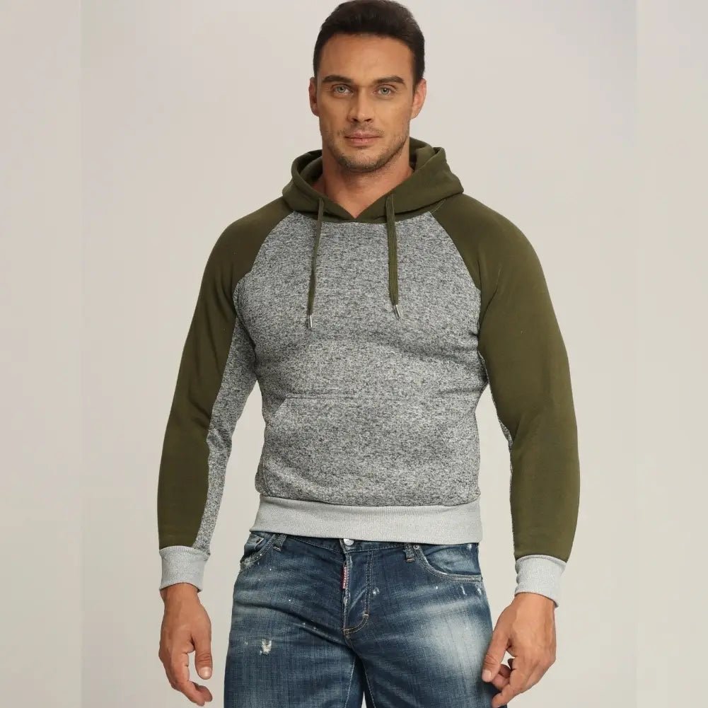 Men’s Color-Block Fleece Pullover Hoodie