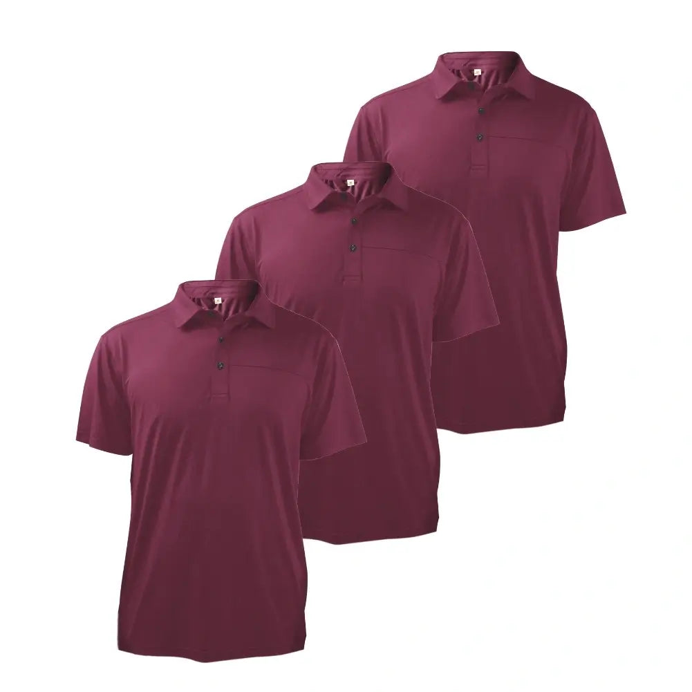 3 Pack Men's Jacquard Mesh Polo Shirt