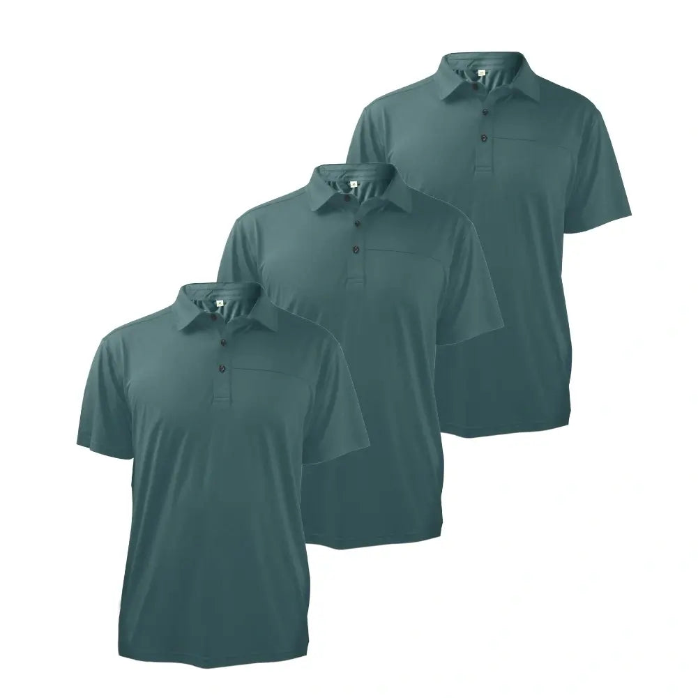 3 Pack Men's Jacquard Mesh Polo Shirt