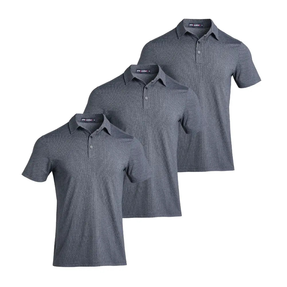 3 Pack Men's Jacquard Mesh Polo Shirt