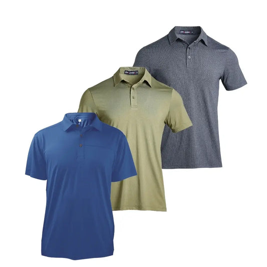 3 Pack Men's Jacquard Mesh Polo Shirt 1001