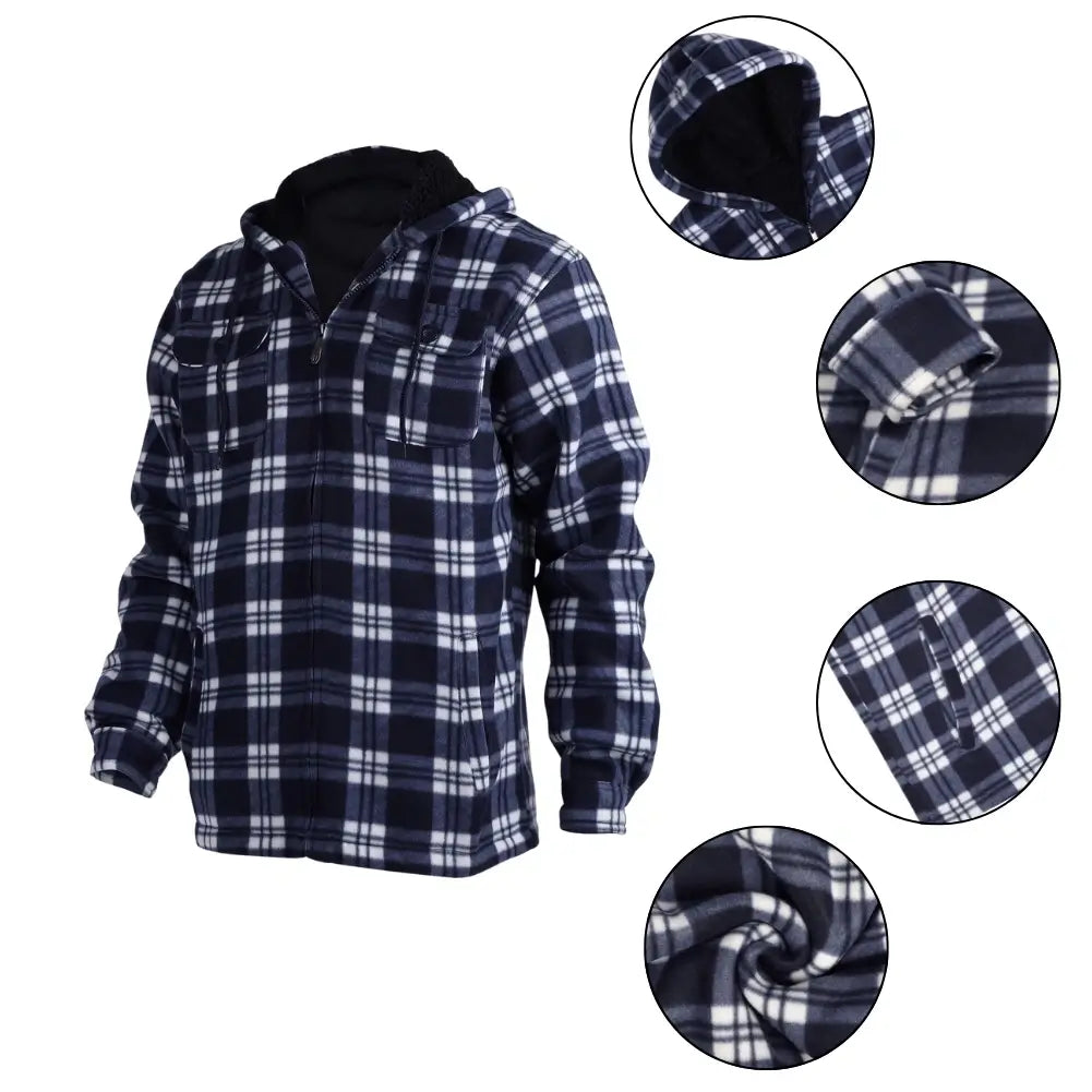 Men’s Plaid Sherpa Lined Jacket Navy Details