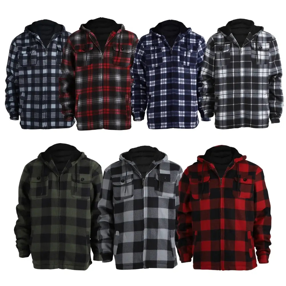 Men’s Plaid Sherpa Lined Jacket 7 Colors