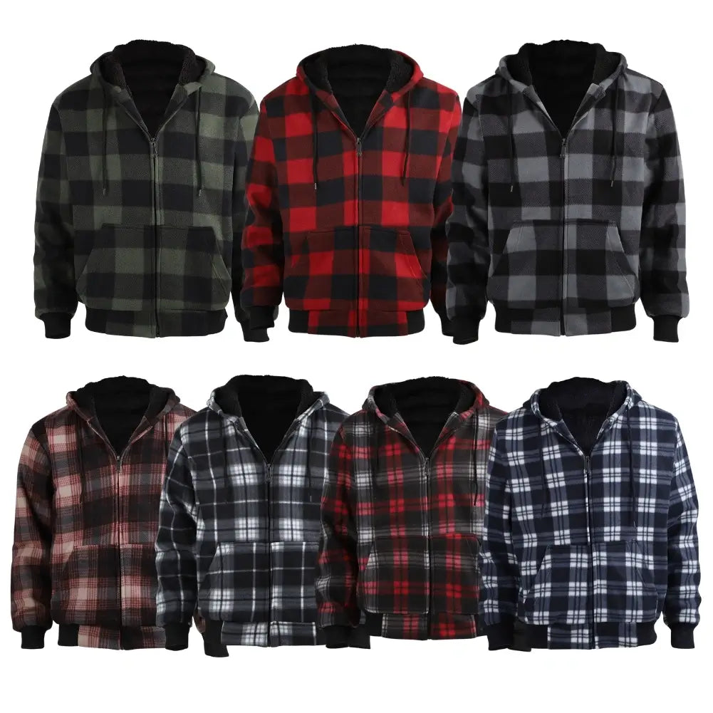 Men’s Plaid Sherpa Lined Sweatshirt