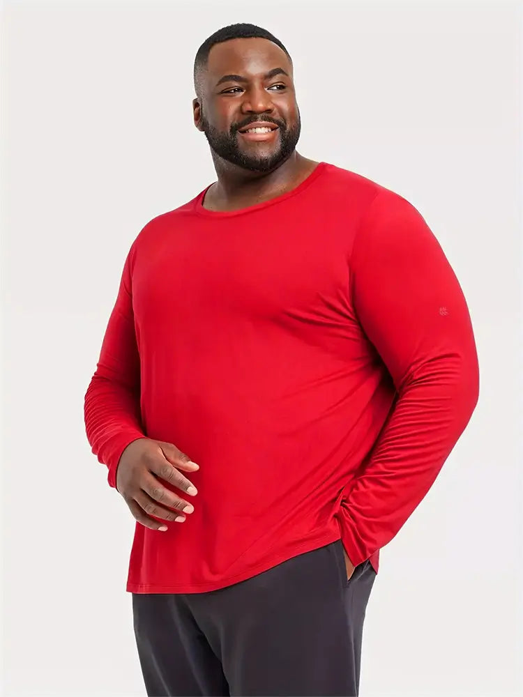 Red Plus Size Men's Long Sleeve Shirts