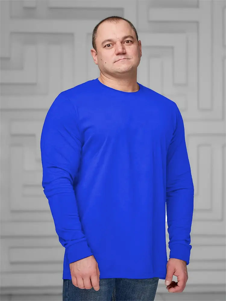 Blue Plus Size Men's Long Sleeve Shirts
