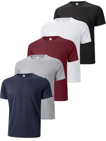 5 Pcs Plus Size Men's Sports T-shirts