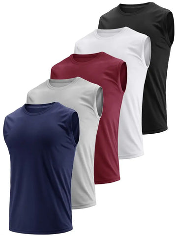 5PCS Men's Quick Dry Sleeveless Shirts