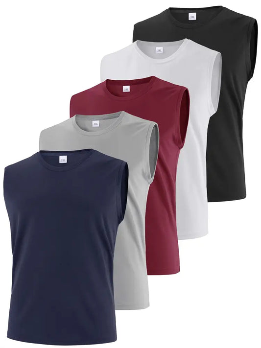 5 Pack Plus Size Men's Athletic Sleeveless Shirts 750