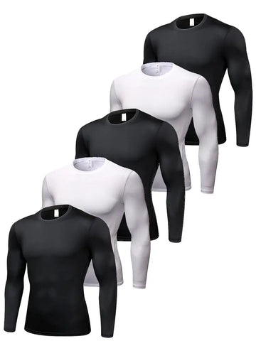 5 Pcs Men's Compression Long Sleeve Shirts