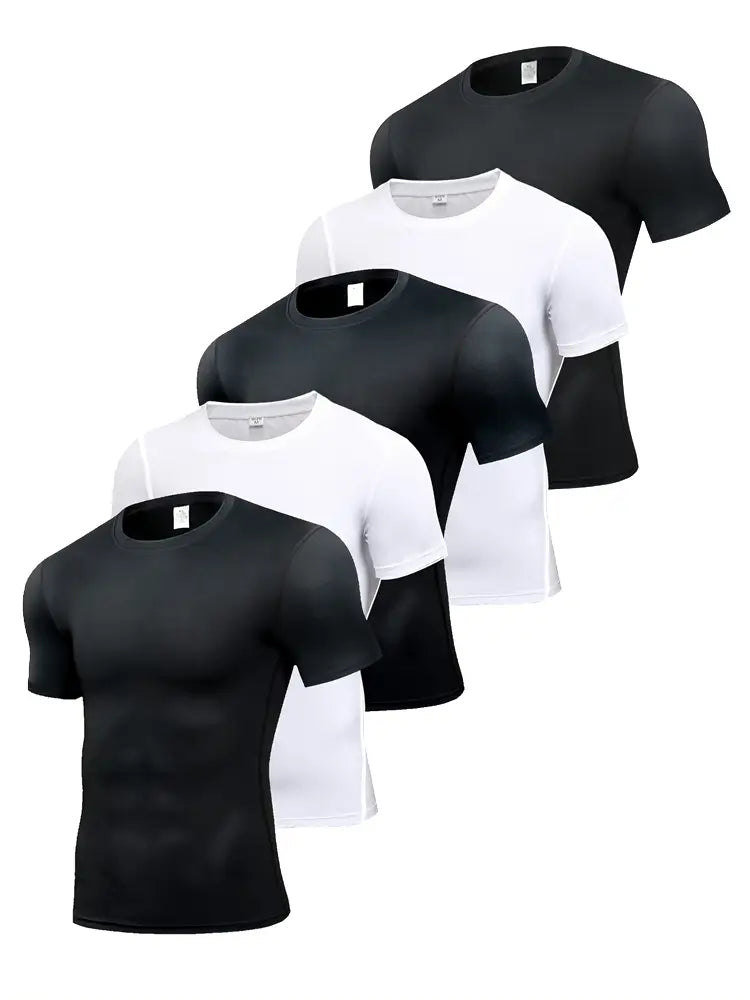 5 Pcs Men's Compression Short Sleeve Shirts